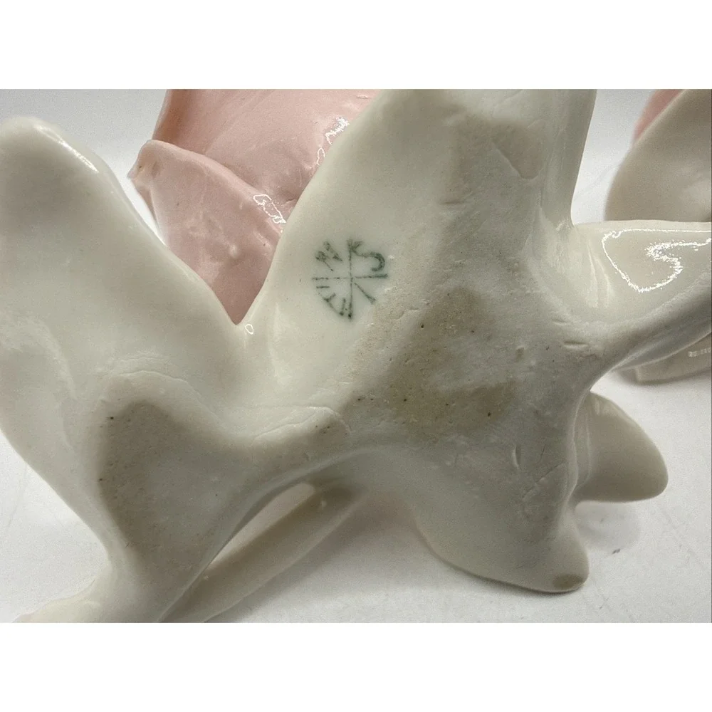 2 Antique Karl Ens Porcelain 2 Pink Roses - Made in Volkstedt Germany